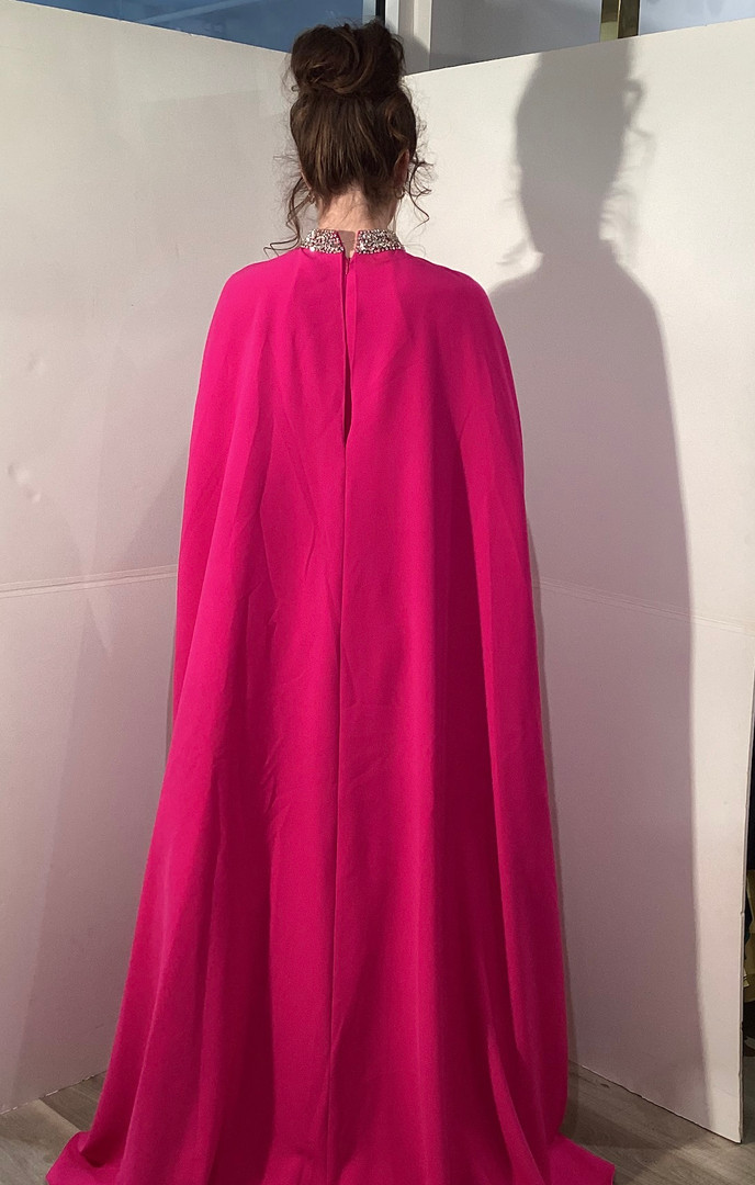 Jovani 46736 Embellished Collar High Neck Cape Evening Gown