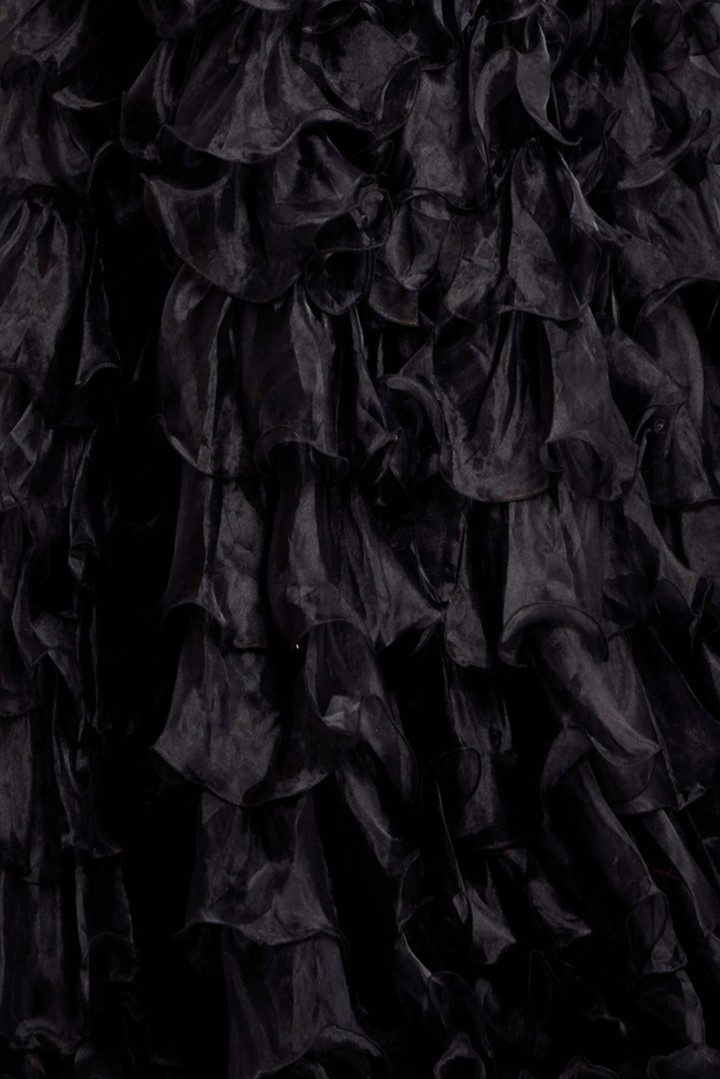 Jovani 40932 Velvet Organza Ruffles Strapless Ball Gown