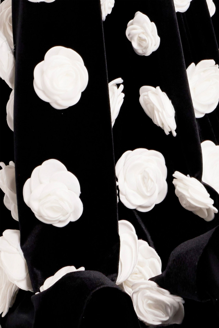 Jovani 45238 Velvet 3D Floral Strapless Mermaid Evening Gown