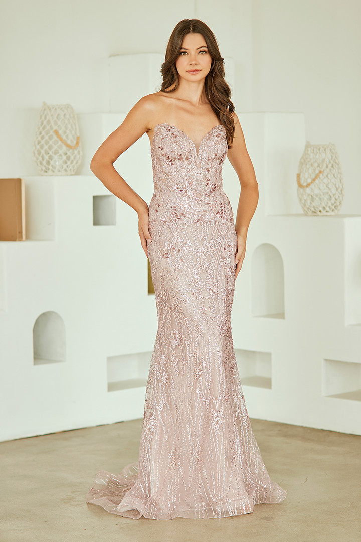 Amelia Couture JQ1101 Glitter Tulle Sweetheart Neckline Gown