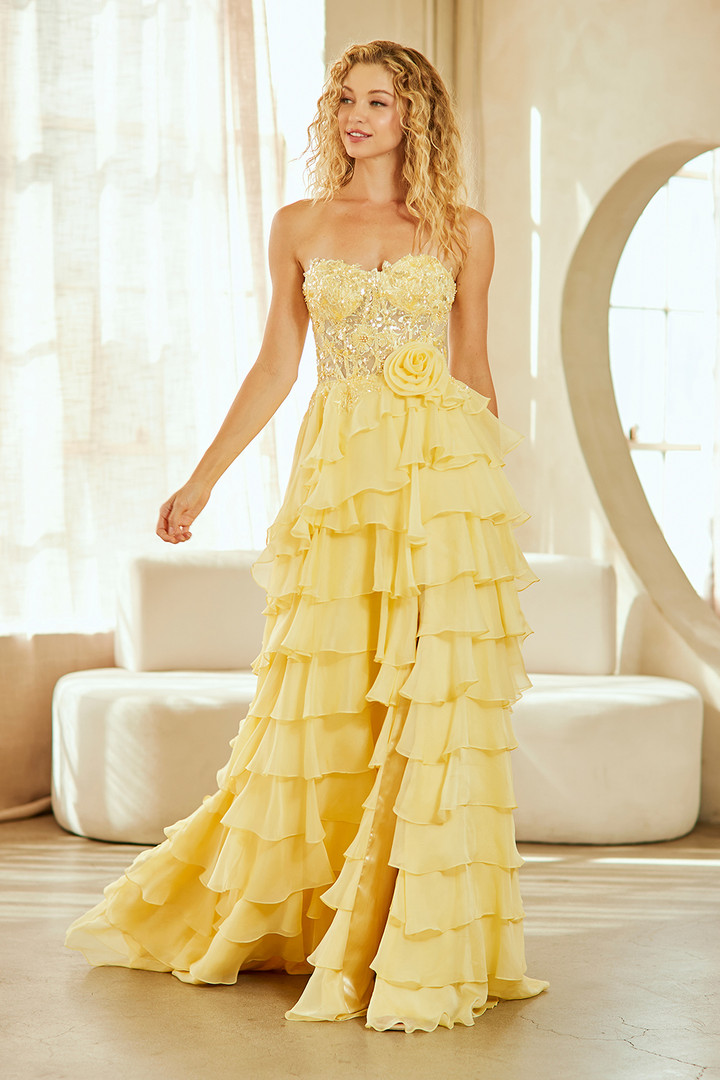 Amelia Couture 7087 Ruffled Sweetheart Neck Strapless Dress