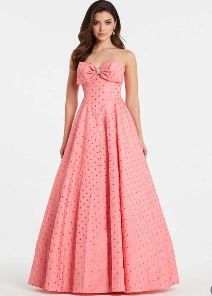 Jovani 49340 Sweetheart Neck Polka Dot Strapless Ball Gown