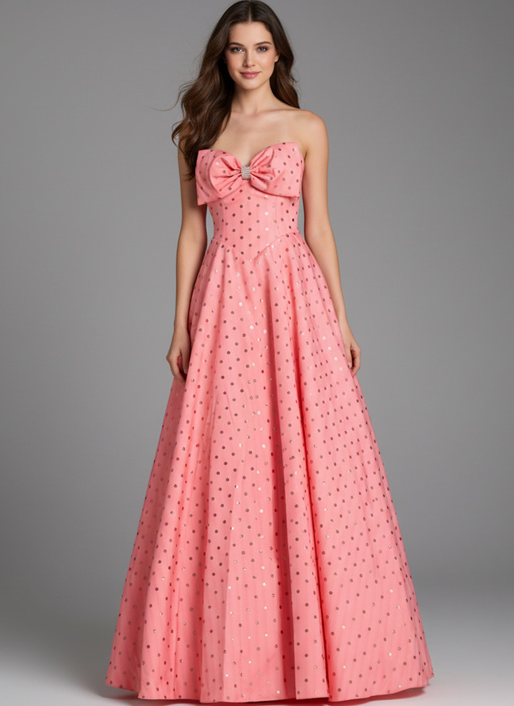 Jovani 49340 Sweetheart Neck Polka Dot Strapless Ball Gown