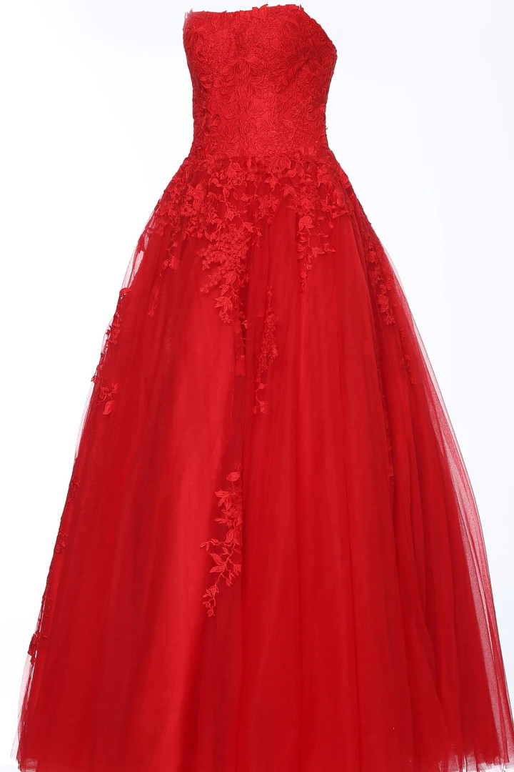 Jovani 1831 Tulle Embroidered Lace Sweetheart Strapless Gown