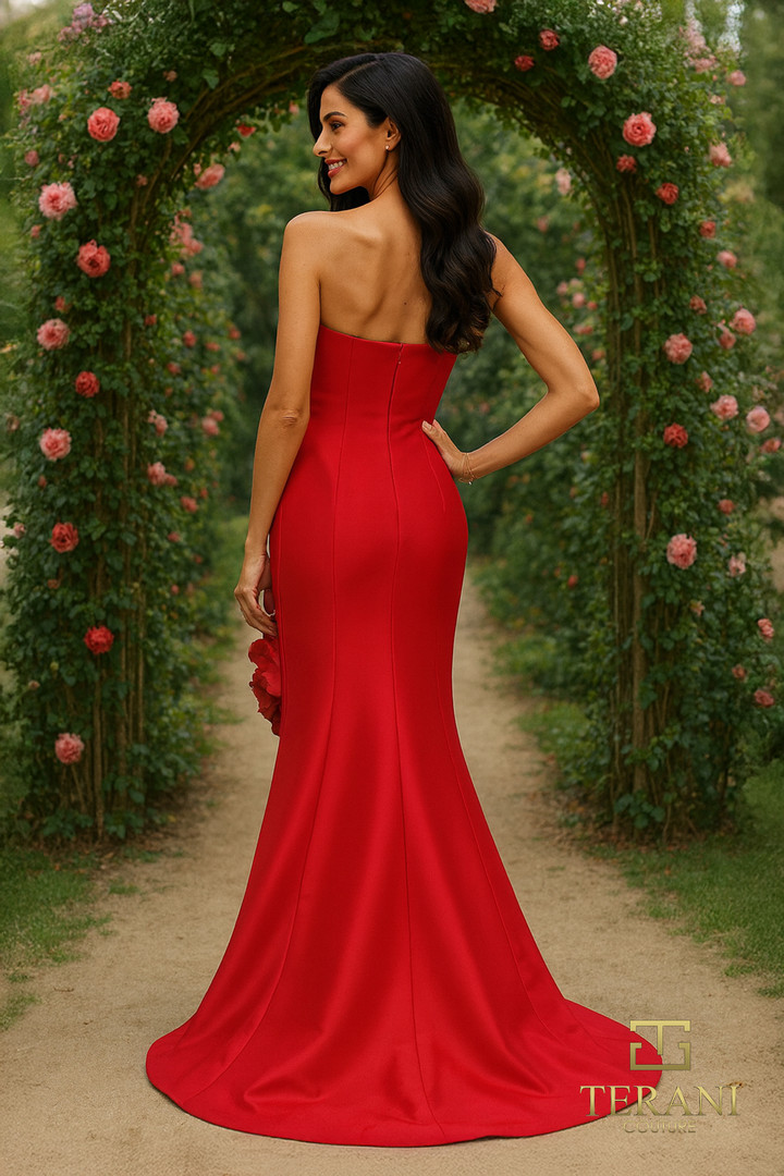 Terani Couture 261E6698 Stretch Mikado Straight Long Gown