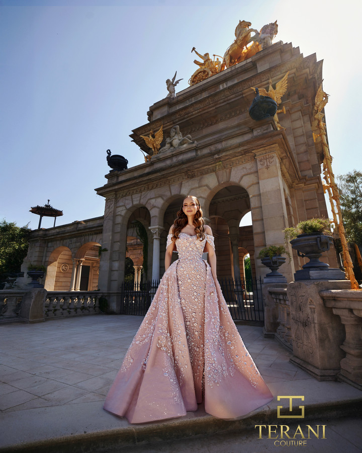 Terani Couture 261GL6659 Beaded Tulle Off Shoulder Ballgown