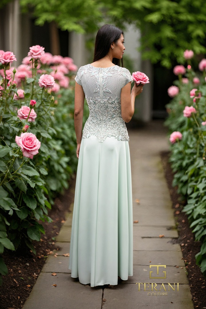 Terani Couture 261M6437 Chiffon High And Round Long Gown