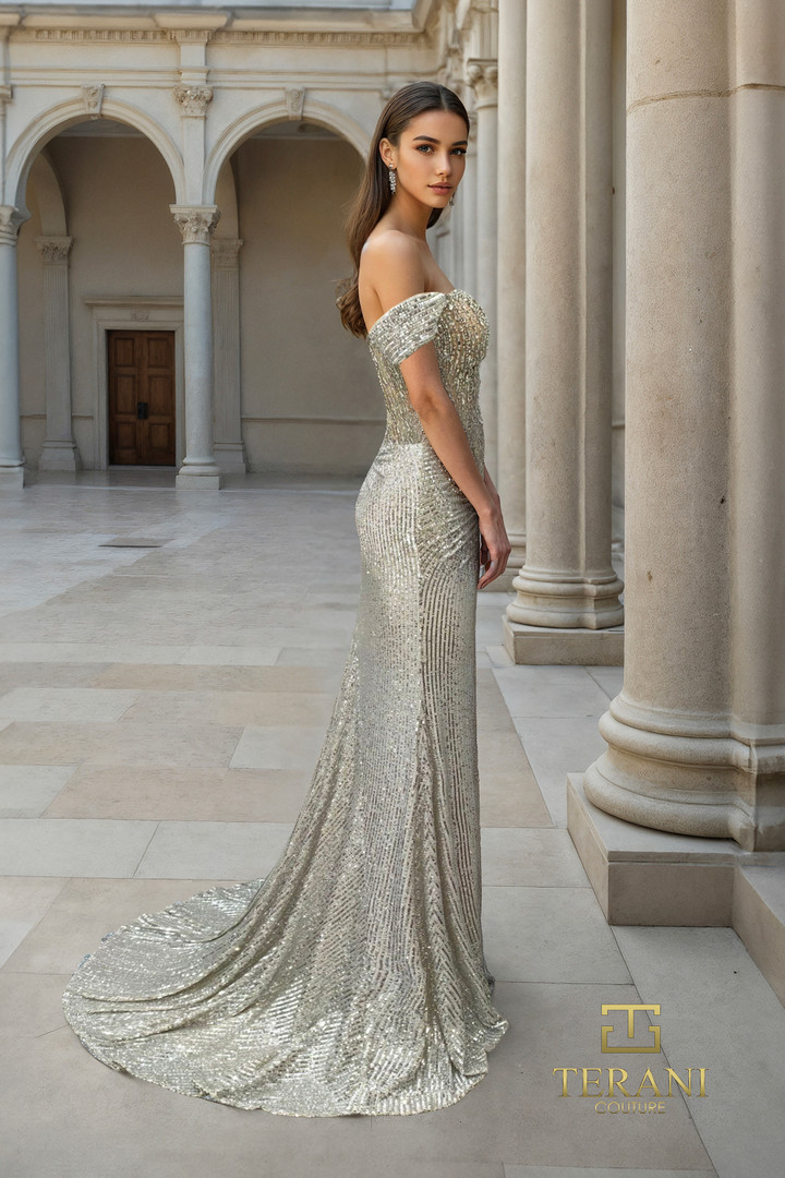 Terani Couture 261P6106 Beaded Tulle Sweetheart Long Gown