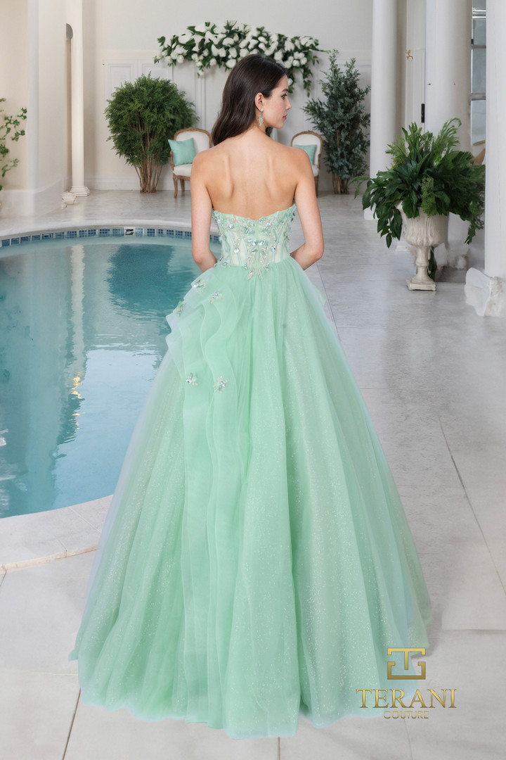 Terani Couture 261P6197 Tulle Sweetheart Neck Long Ballgown