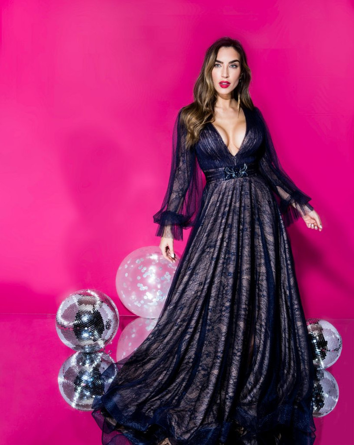 Terani Couture 1913M9414 Deep V-Neck Long Sleeve Long Dress