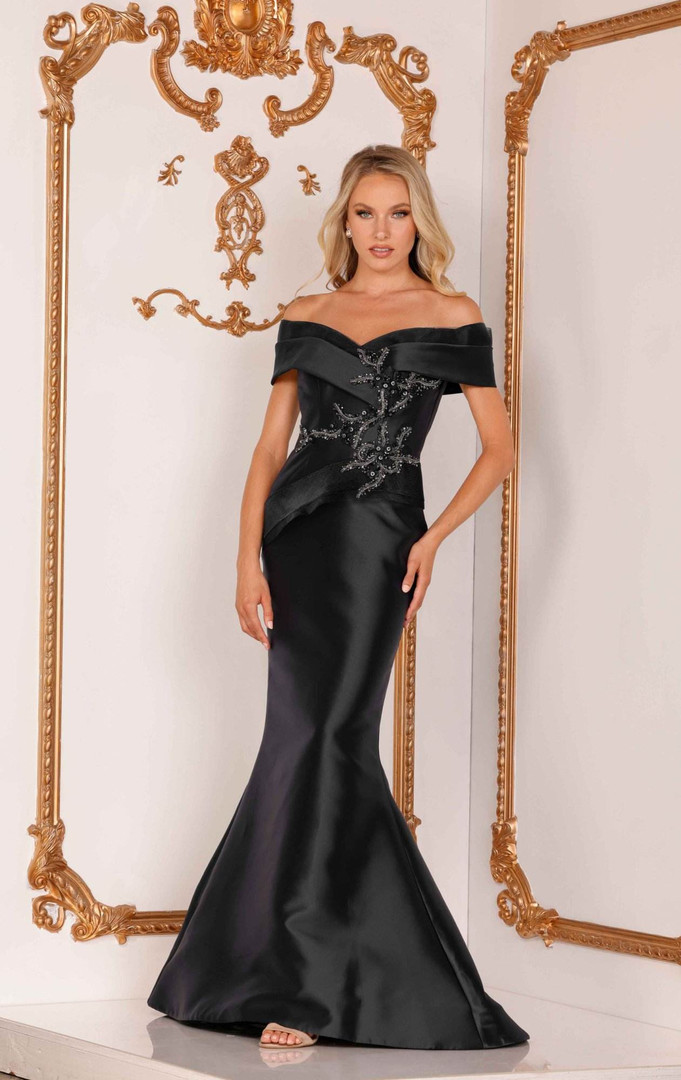 Terani Couture 2011M2159 Mikado Two Tone Off Shoulder Gown