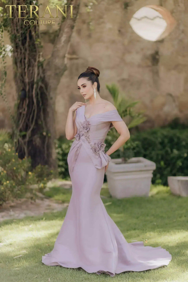 Terani Couture 2011M2160 Mikado Beaded One-Shoulder Gown