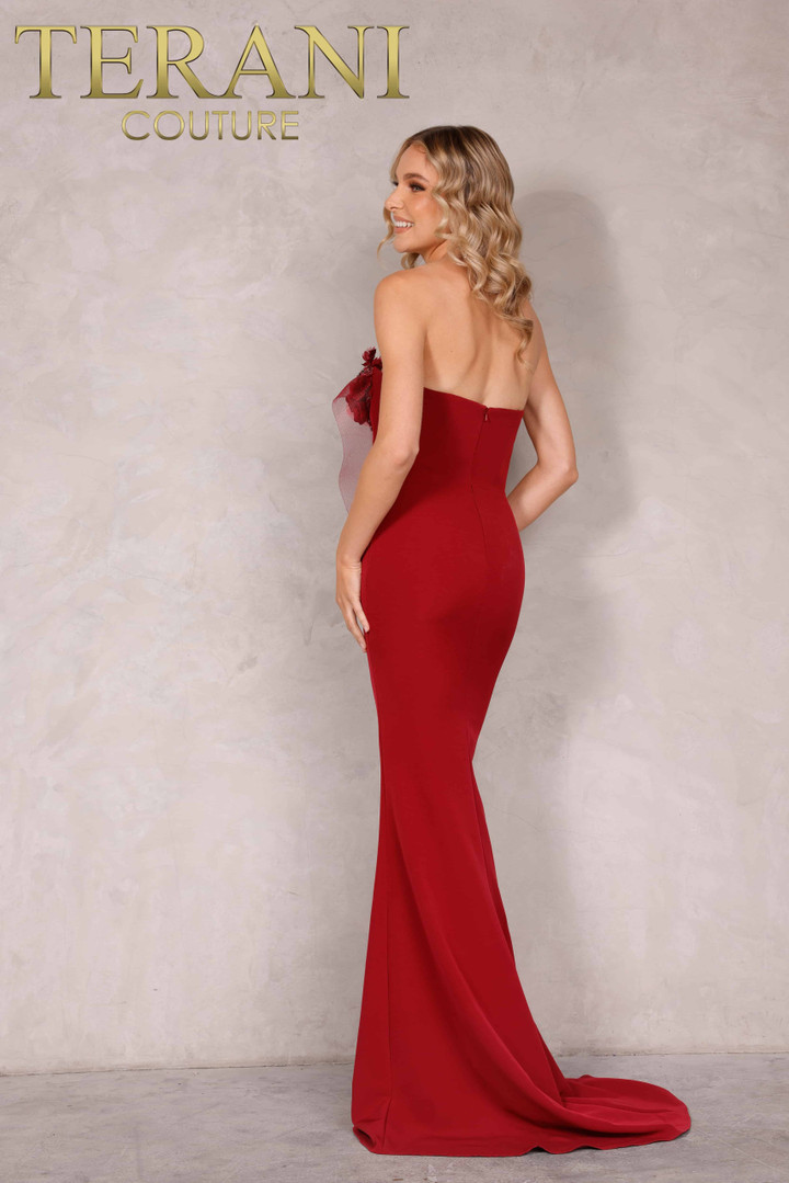 Terani Couture 2021E2818 Horsehair Trim Strapless Long Gown