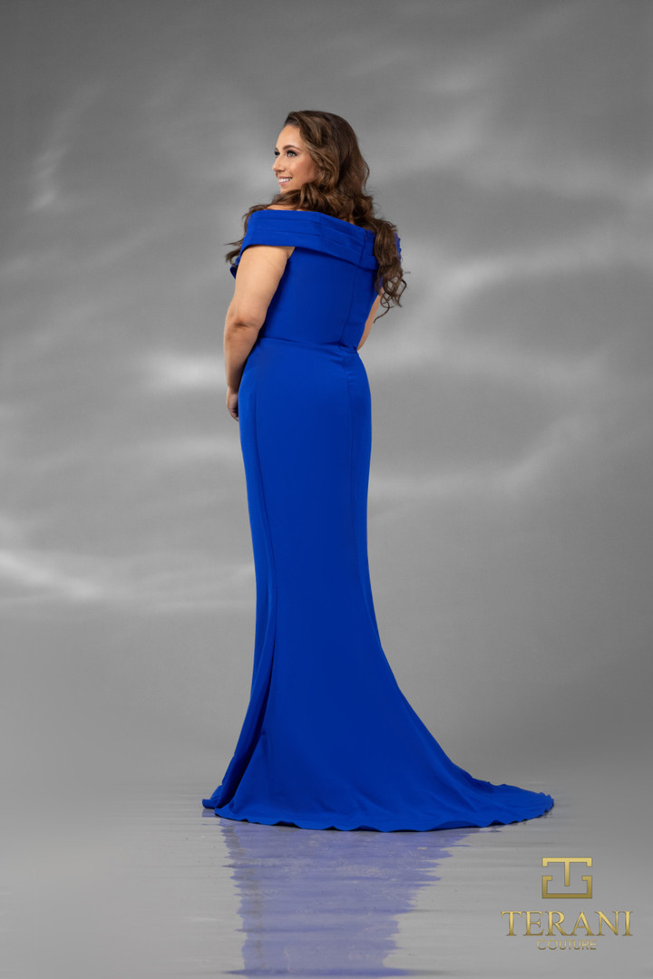 Terani Couture 2021M2986 Stretch Off Shoulder Sleeves Gown
