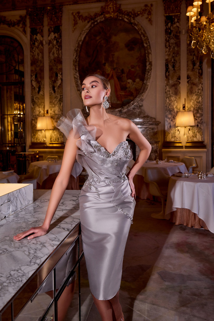 Terani Couture 242C3039 Mikado One-Shoulder Cocktail Dress