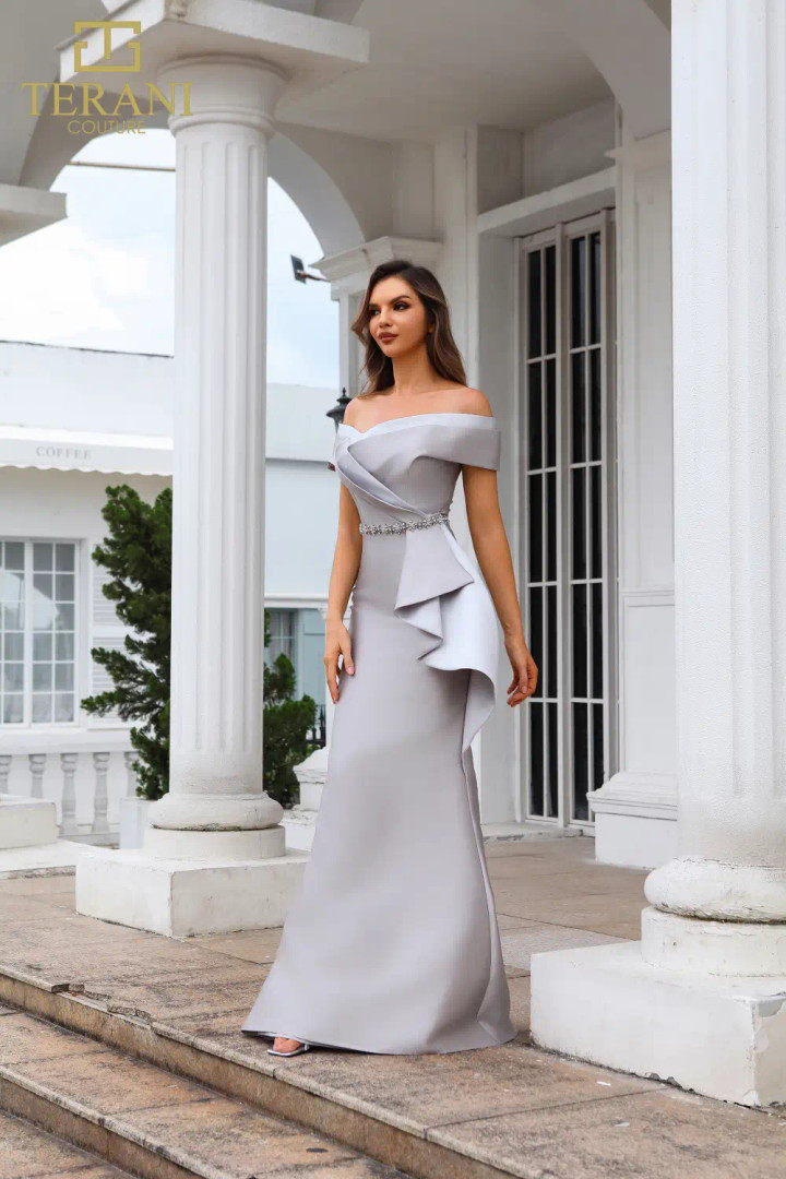 Terani Couture 251M4452 Mikado Off The Shoulder Long Dress