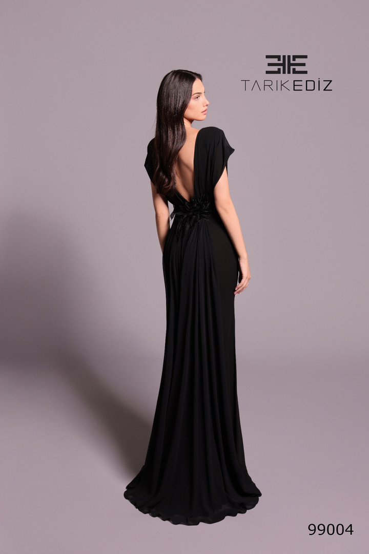 Tarik Ediz 99004 Crepe Bateau Neck Cap Sleeve Fitted Dress
