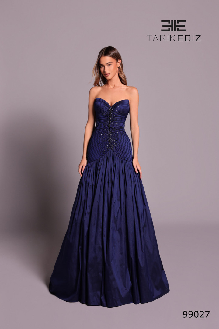 Tarik Ediz 99027 Beaded Sweetheart Neck Strapless Long Dress