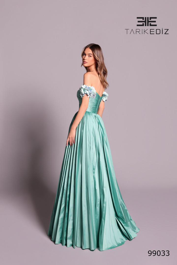 Tarik Ediz 99033 Taffeta Off Shoulder Sleeve Long Ball Gown