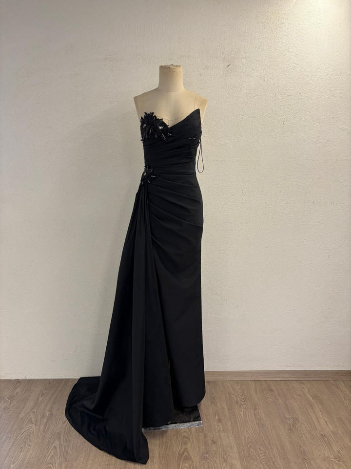 Tarik Ediz 99096 Taffetta Asymmetric Neck Sleeveless Dress