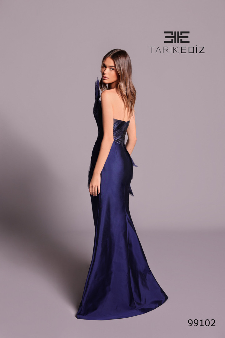 Tarik Ediz 99102 Taffeta Jacquard Illusion Strapless Dress