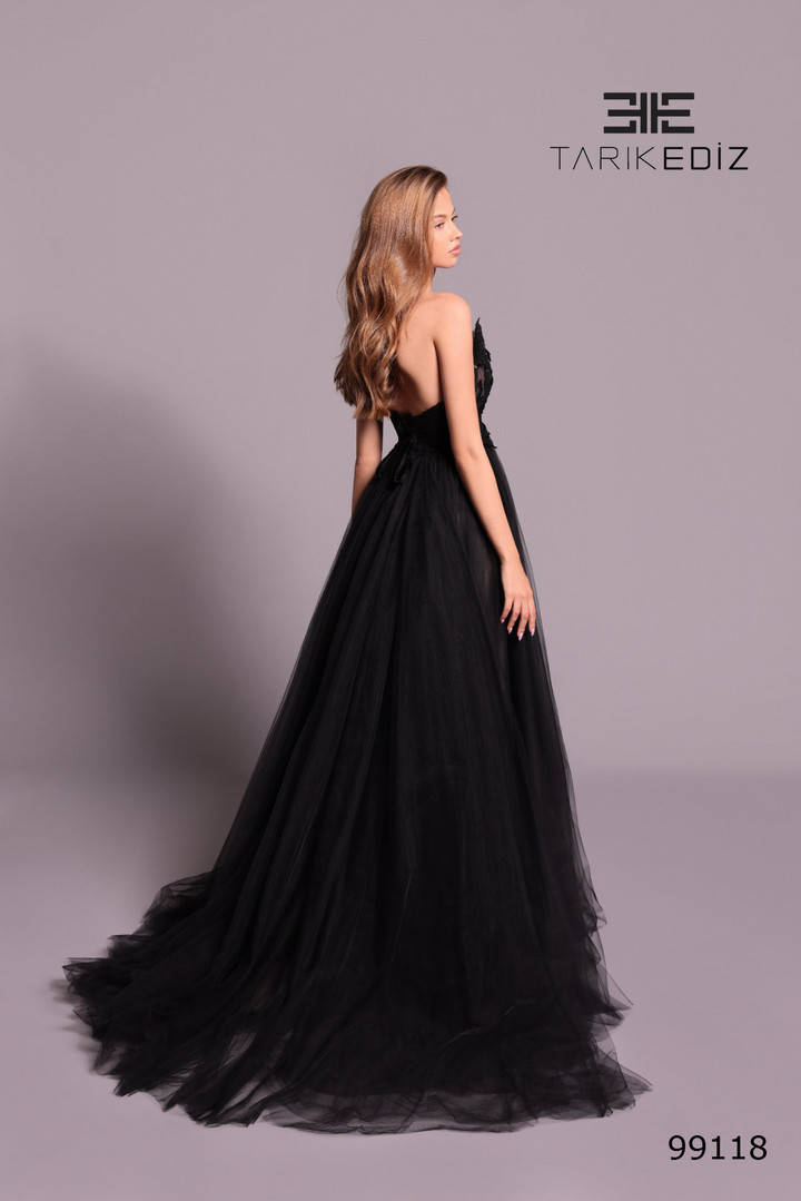 Tarik Ediz 99118 Tulle Floral Lace Strapless A-line Dress