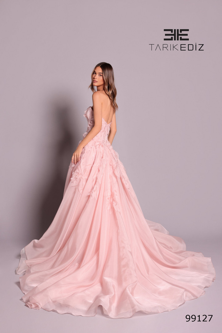 Tarik Ediz 99127 Floral Lace Semi-Sweetheart Neck Ball Gown