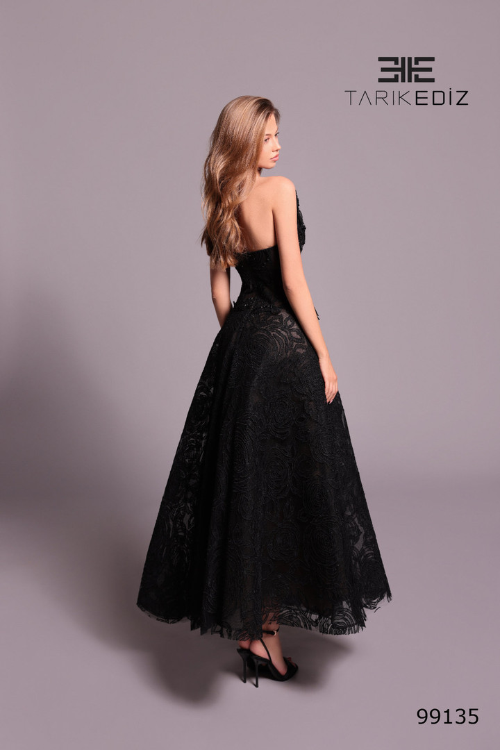 Tarik Ediz 99135 Floral Lace Illusion Bodice Strapless Dress