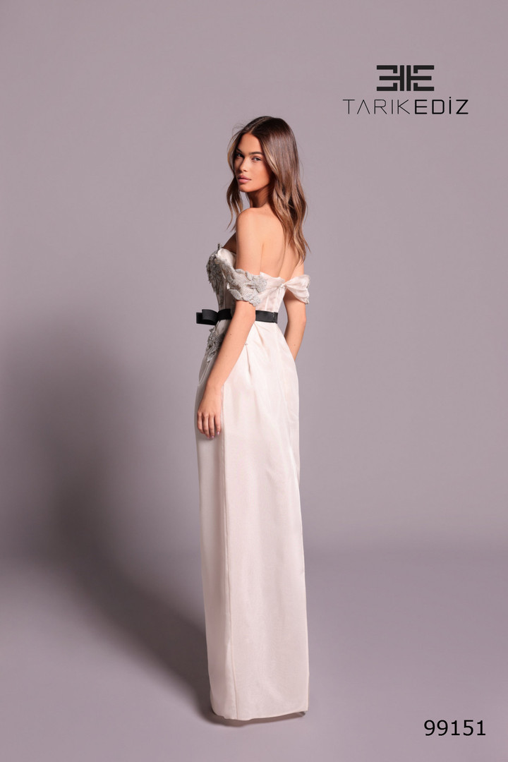 Tarik Ediz 99151 Embroidery Organza Off-shoulder Dress
