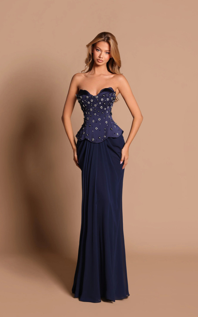 Tarik Ediz 99212 Satin Crepe Sweetheart Neck Strapless Dress