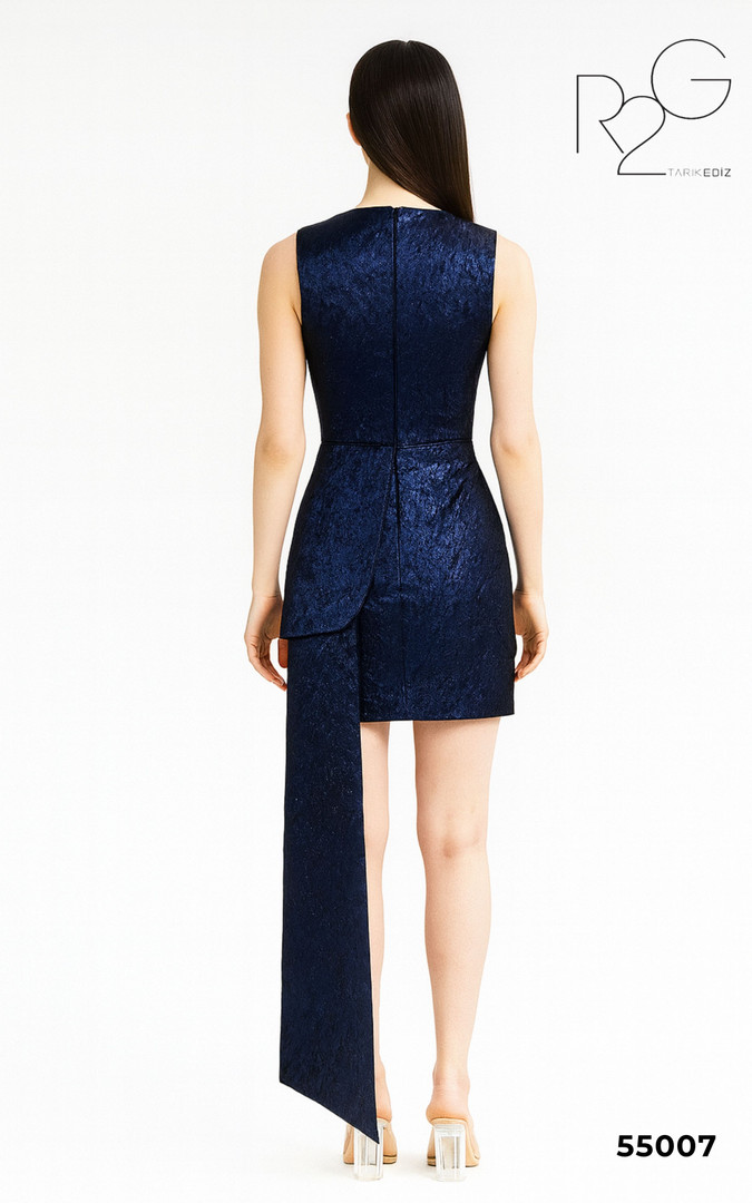 RG2 by Tarik Ediz 55007 Jacquard Round Neck Cocktail Dress