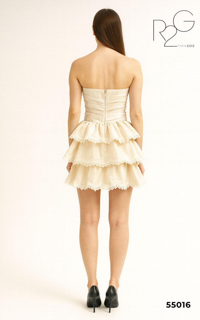 RG2 by Tarik Ediz 55016 Taffeta Straight Neck Short Dress