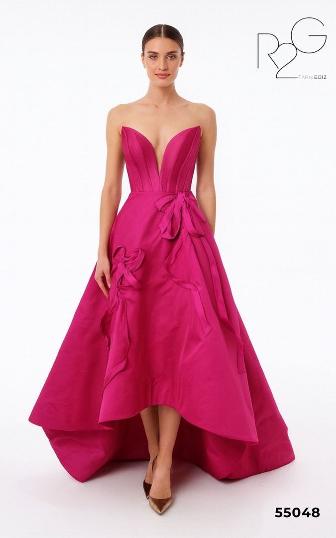 RG2 by Tarik Ediz 55048 Taffeta Strapless High Low Dress