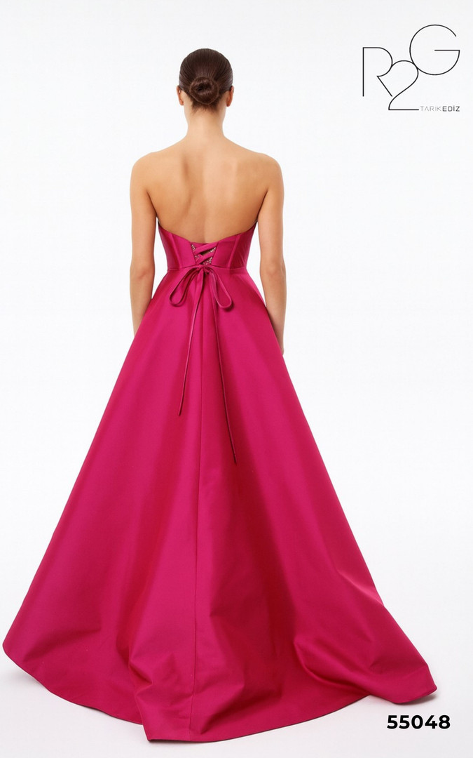 RG2 by Tarik Ediz 55048 Taffeta Strapless High Low Dress