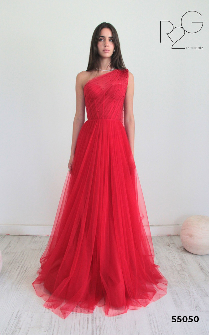 RG2 by Tarik Ediz 55050 Tulle One Shoulder Sleeveless Dress