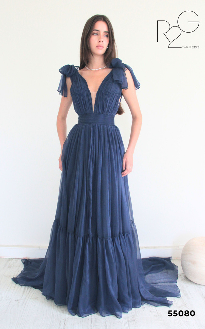 RG2 by Tarik Ediz 55080 Chiffon V-Neck Sleeveless Dress