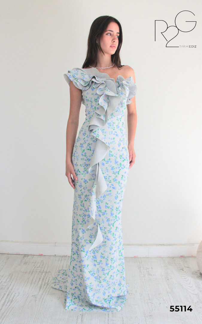 RG2 by Tarik Ediz 55114 Polyester Ruffle One Shoulder Dress