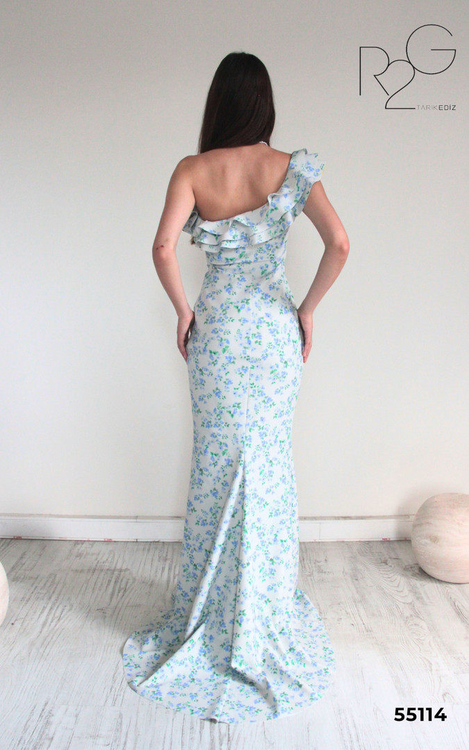 RG2 by Tarik Ediz 55114 Polyester Ruffle One Shoulder Dress