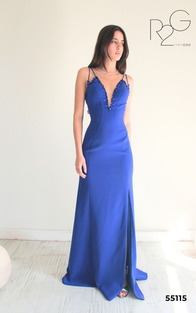 RG2 by Tarik Ediz 55115 Crepe V-Neck Straps Sleeve Dress