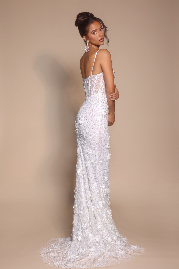 Portia and Scarlett PS25294 Embroidery Straps Sleeve Dress