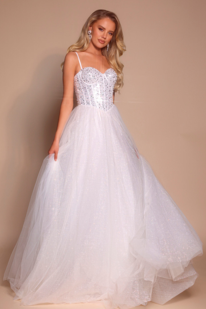 Portia and Scarlett PS25311 Tulle Straps Sleeve Ball Gown