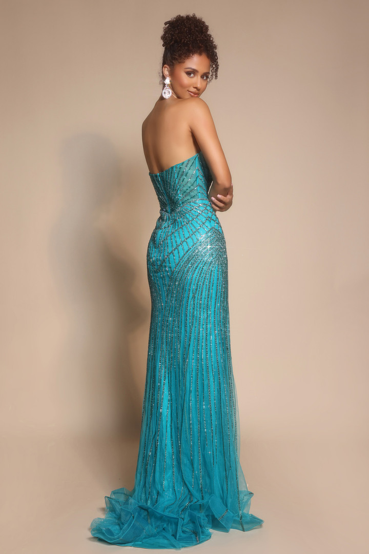 Portia and Scarlett PS26004 Beaded Strapless Fitted Dress