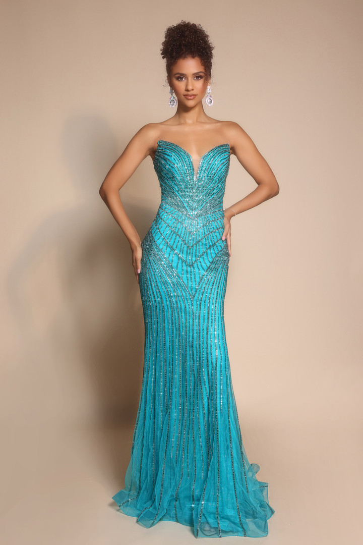 Portia and Scarlett PS26004 Beaded Strapless Fitted Dress