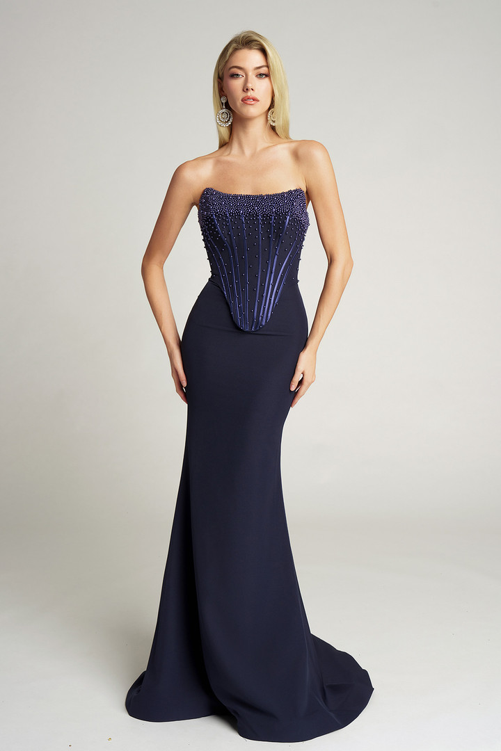 Portia and Scarlett PS26008 Crepe Strapless Corset Dress