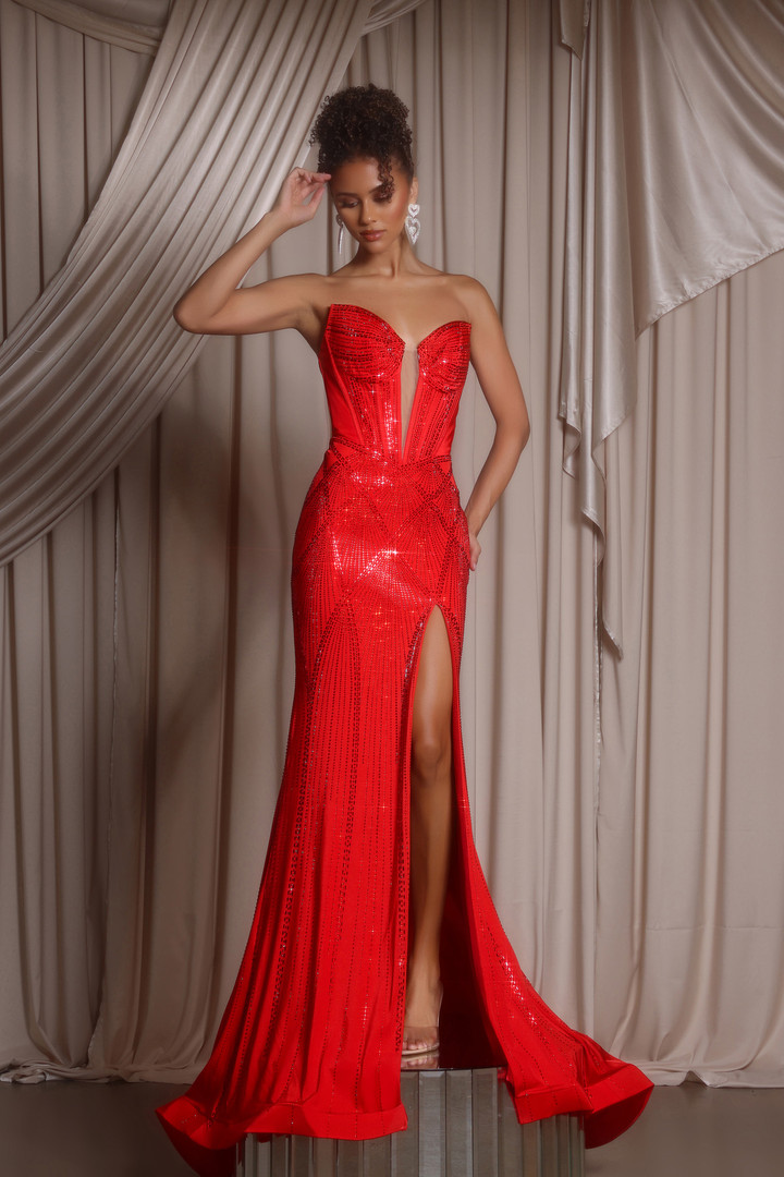 Portia and Scarlett PS26013 Jersey Strapless Corset Dress