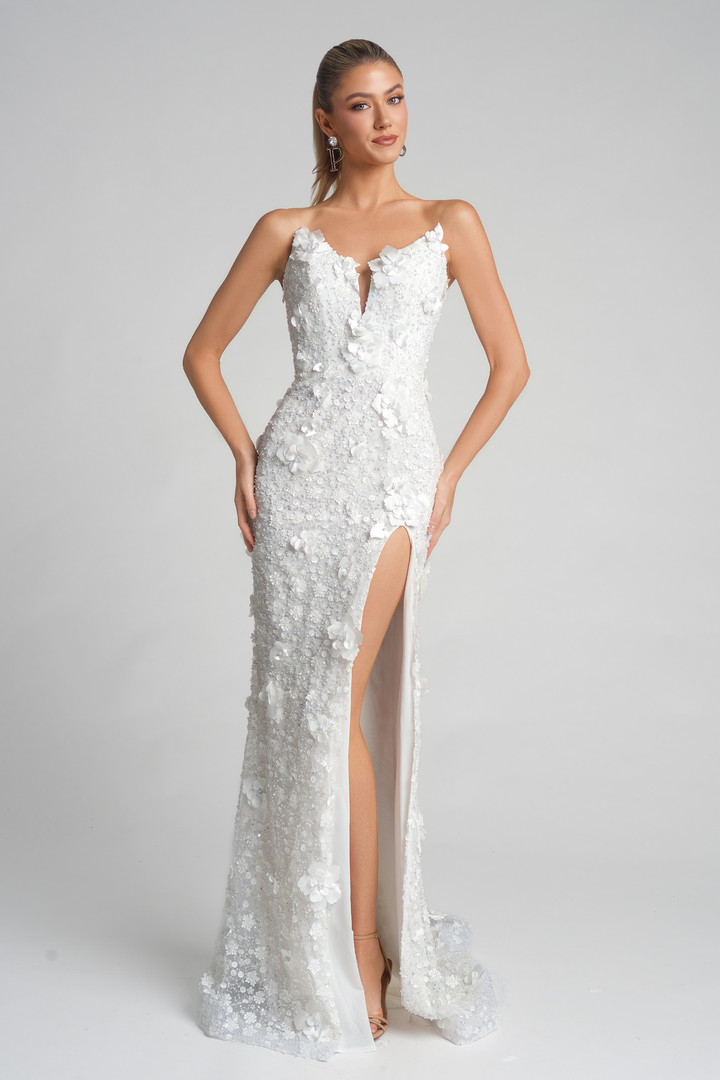 Portia and Scarlett PS26019 Tulle Embroidery Strapless Dress