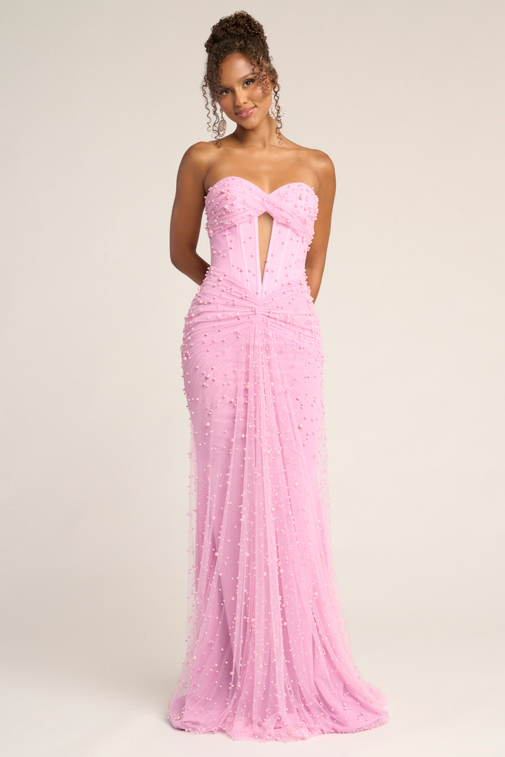 Portia and Scarlett PS26022 Tulle Beaded Strapless Dress