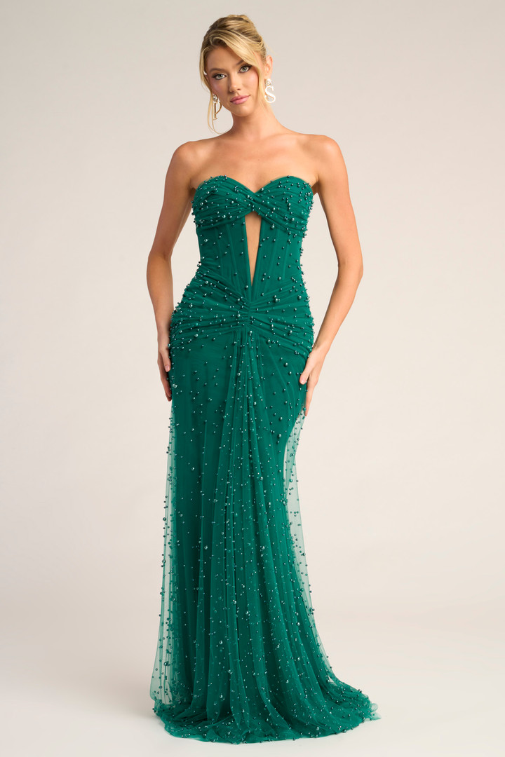 Portia and Scarlett PS26022 Tulle Beaded Strapless Dress