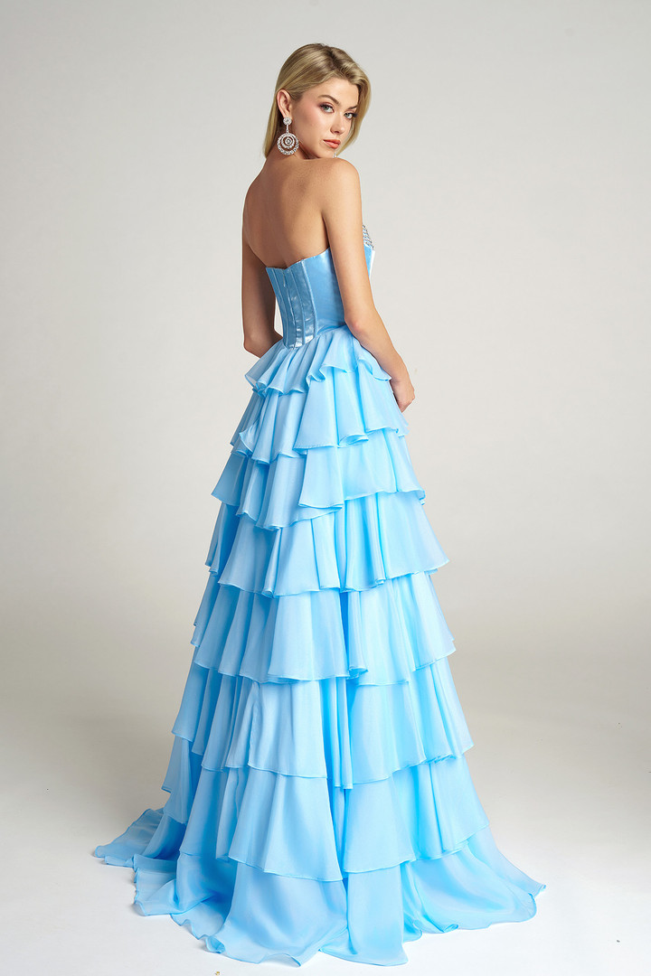 Portia and Scarlett PS26024 Chiffon Strapless Tiered Dress