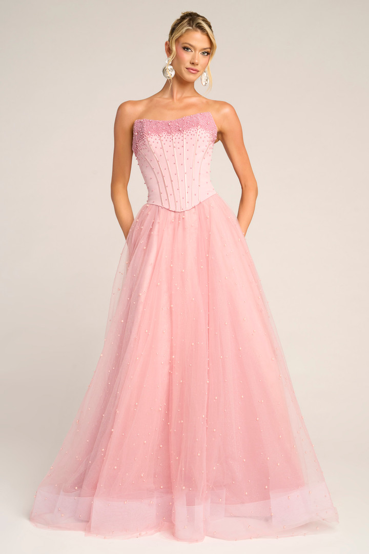 Portia and Scarlett PS26034 Tulle Strapless Corset Dress